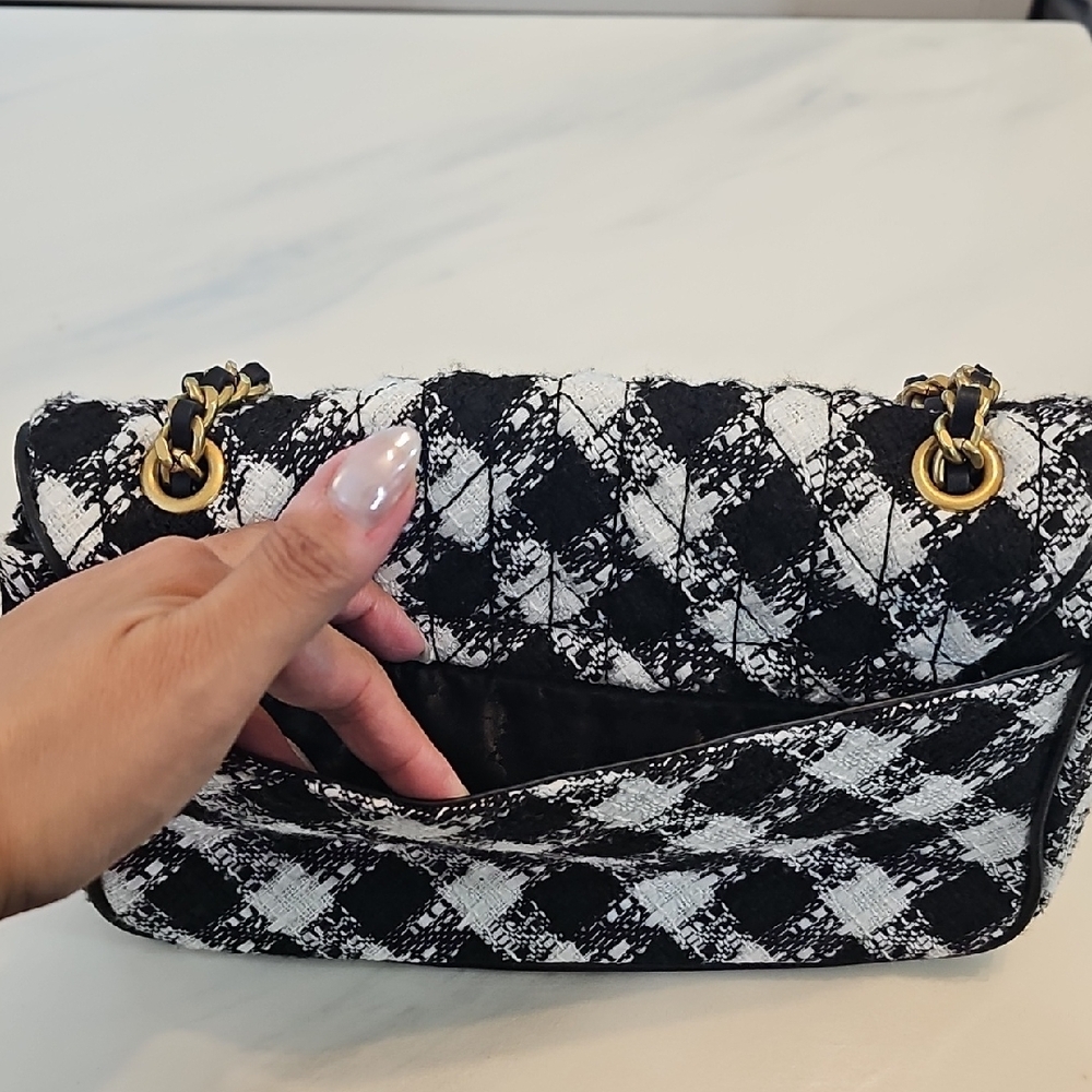 Karl Lagerfeld Black and White Plaid Shoulder Bag - Picture 3 of 5